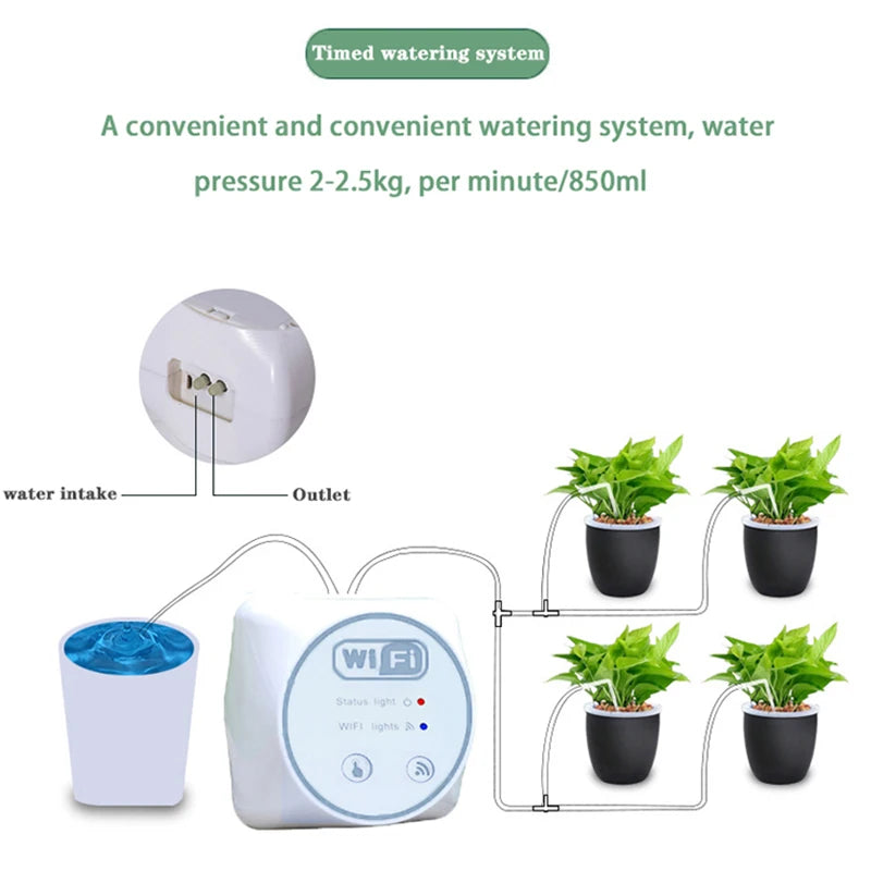 WiFi Smart Garden Irrigation Controller Plant Automatic Drip Irrigation System Mobile Phone Control Watering Timer Device set