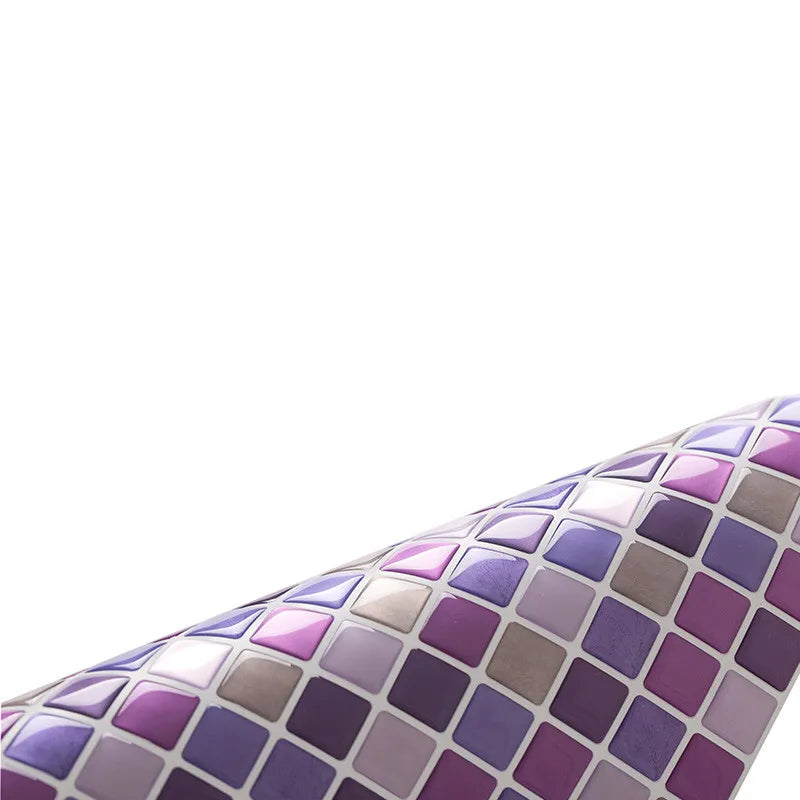 3D Self-adhesive Wallpaper Wall DIY Renovation Kitchen Bathroom Sofa Background Purple Tile Stickers Waterproof Home Decor Decal