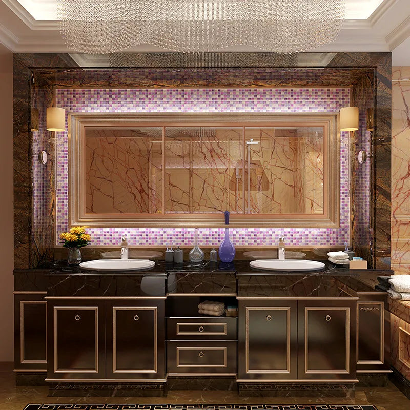 3D Self-adhesive Wallpaper Wall DIY Renovation Kitchen Bathroom Sofa Background Purple Tile Stickers Waterproof Home Decor Decal