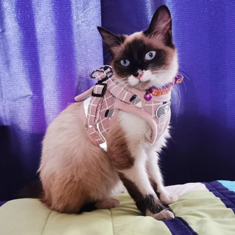 Fashion Plaid Cat Harnesses for Cats Summer