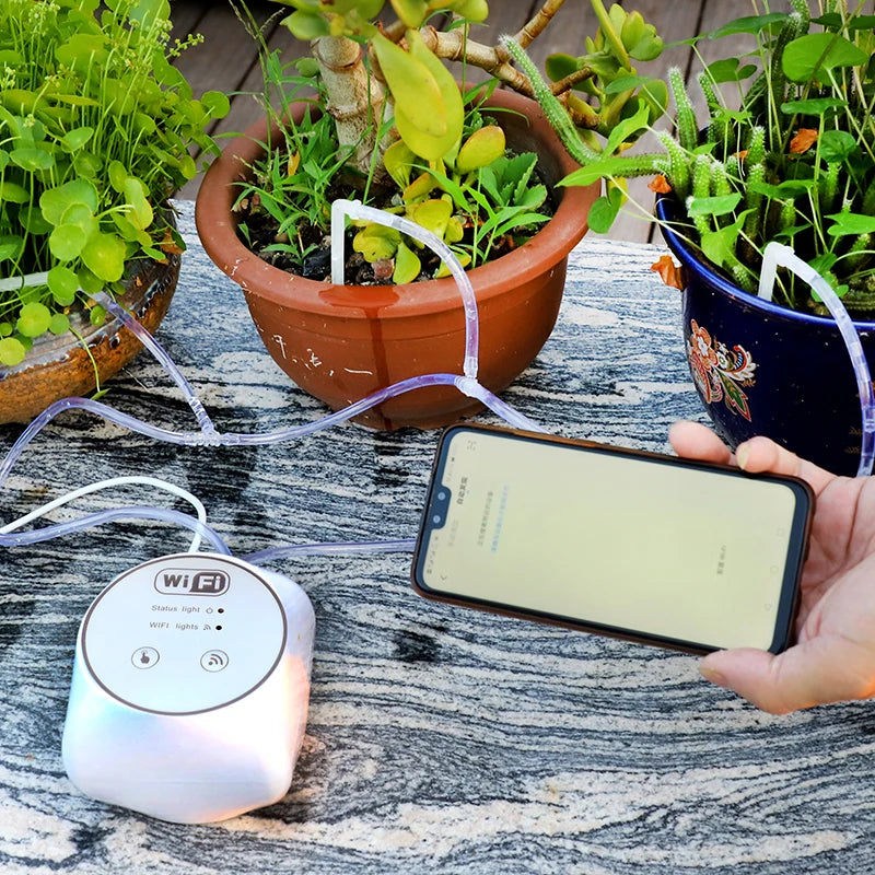 WiFi Smart Garden Irrigation Controller Plant Automatic Drip Irrigation System Mobile Phone Control Watering Timer Device set