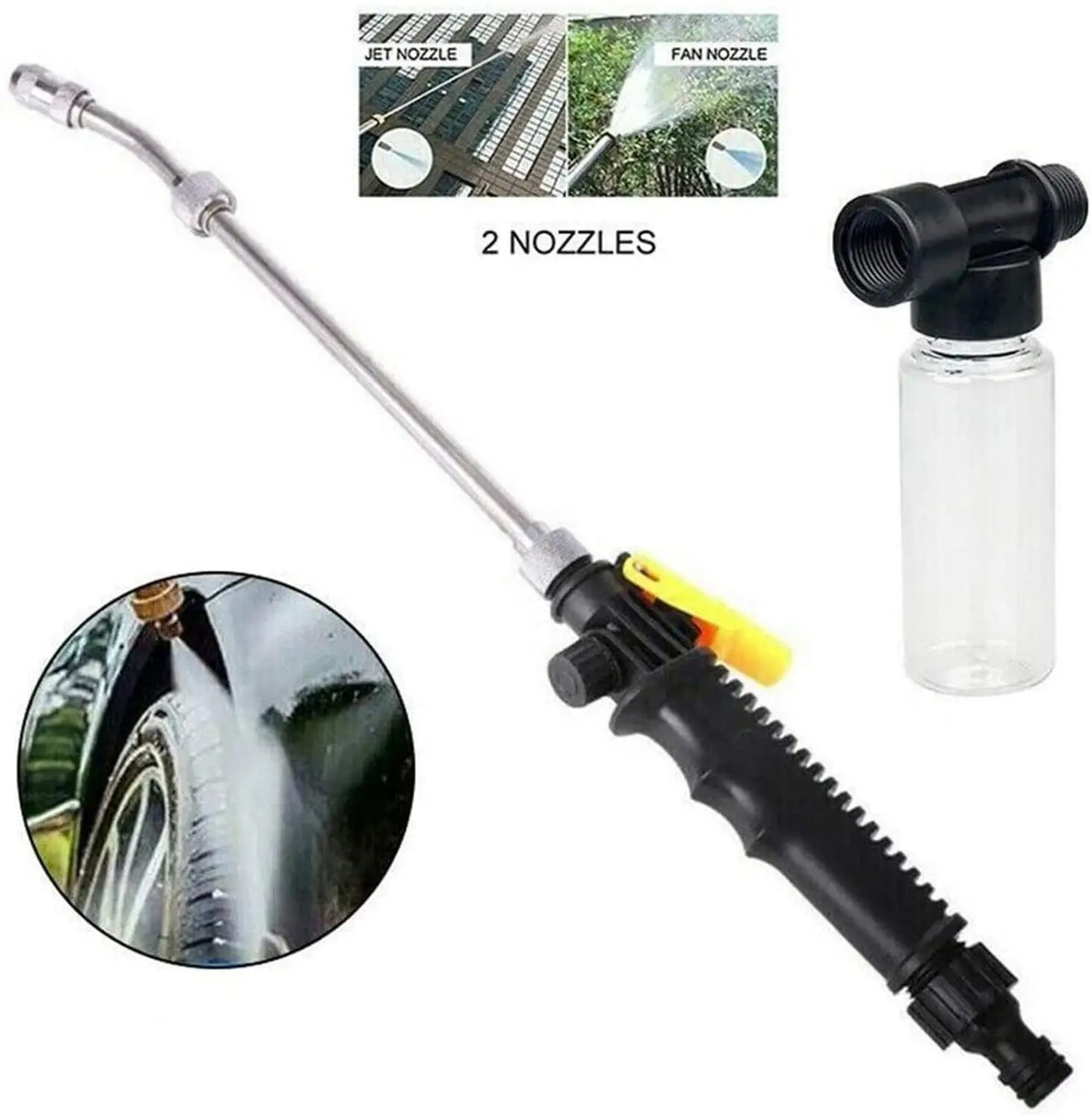 2-in-1 Garden Water Gun 2.0 - Water Jet Nozzle Fan Nozzle Safely Clean High Impact Washing Wand Water Spray Washer Water Gun