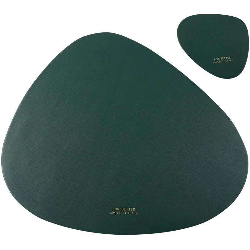 Tableware Pad Placemat Table Mat  PU Leather Heat Insulation Non-Slip Simple Placemats Disc Coaster Placemat for Dining Table