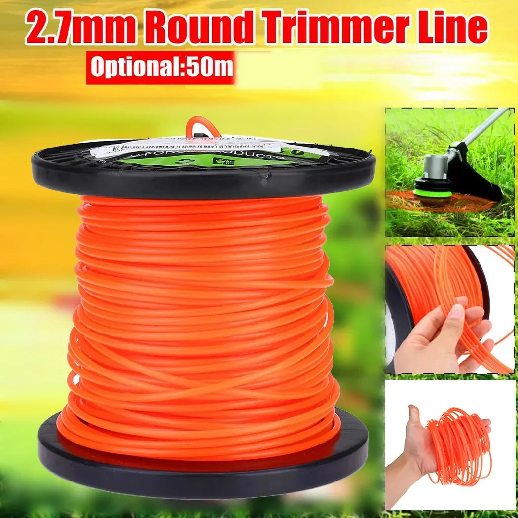 50m Trimmer Line Orange Square Brushcutter Strimmer Trimmer Cord Line Wire 2.7mm For STIHL Garden Tool Parts