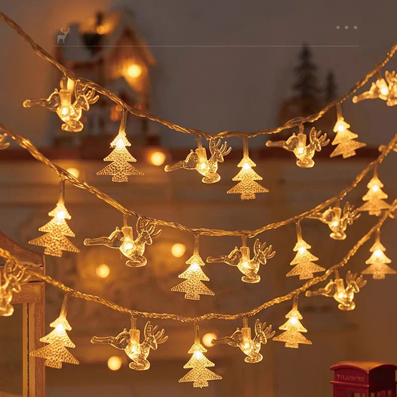 1.5/3/6M New Year LED Snowflake Lights String Christmas Tree Decoration Home Garland Festival Lights Lamp Xmas Party Supplies