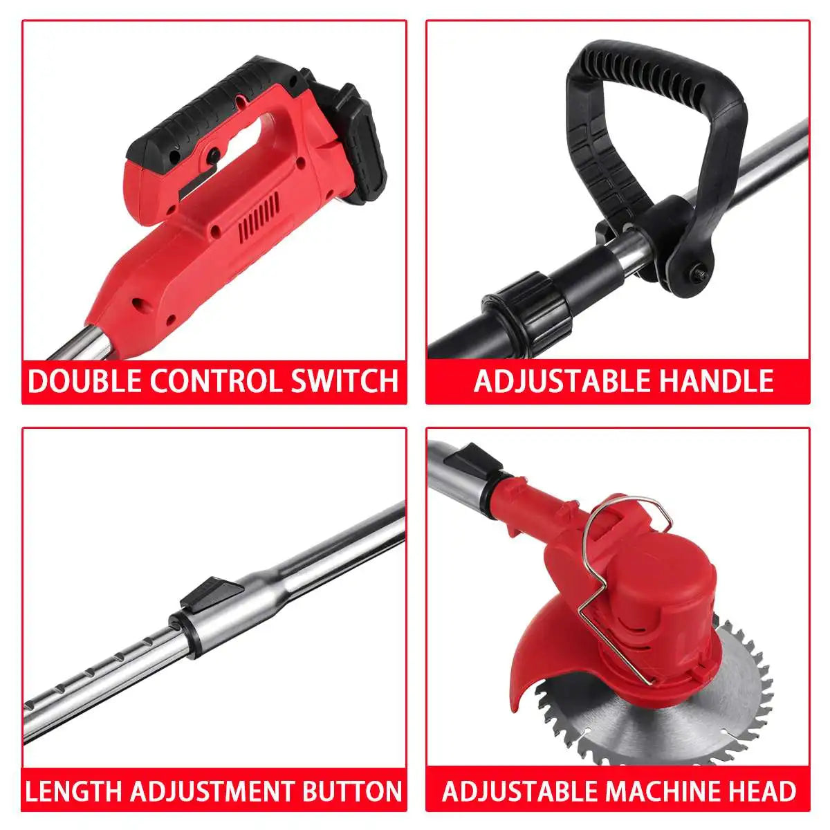 24V 2000W 35000RPM Cordless Lawn Mower Electric Grass Trimmer Collapsible Length Adjustable Mower Garden Pruning Power Tool