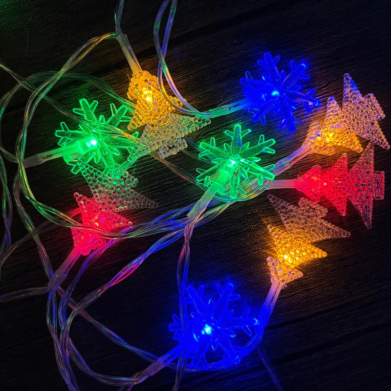 1.5/3/6M New Year LED Snowflake Lights String Christmas Tree Decoration Home Garland Festival Lights Lamp Xmas Party Supplies