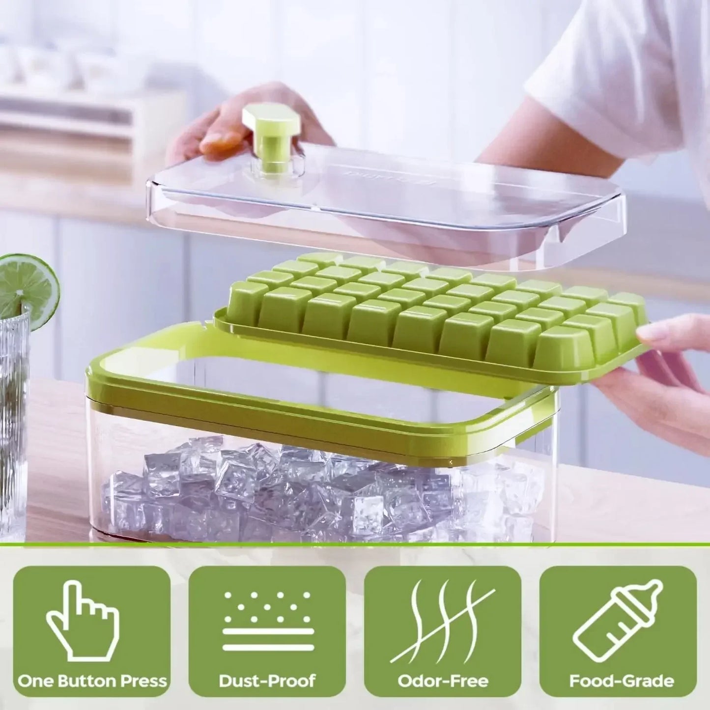 1-4PCS Pressing Ice Cube Molds Ice Cream Molds Home Ice Box Ice Cube Model Easy To Take Off The Mold Freezing Magic Weapon