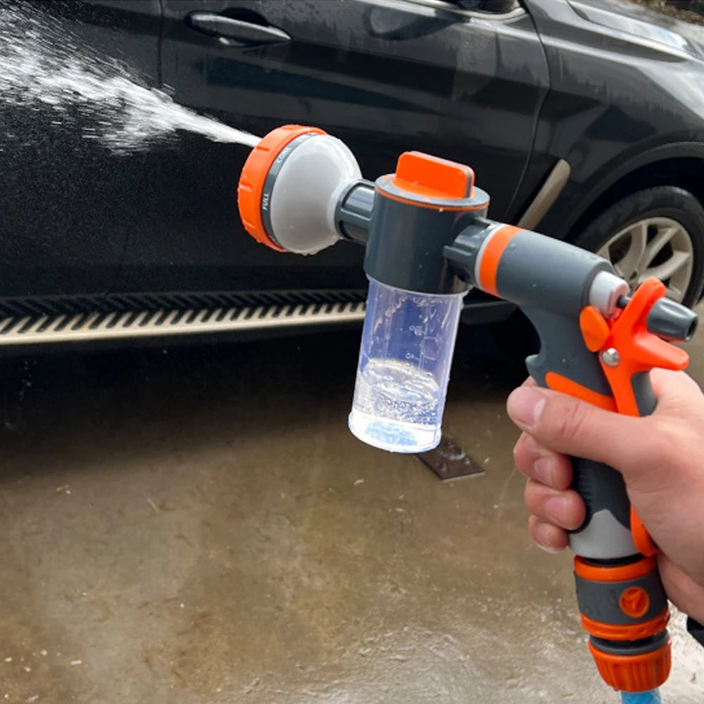 Car Water Washer High Pressure Hose Foam Sprayer Foam Nozzle Soap Dispenser Garden Watering Tool with 8 Watering Modes for Car