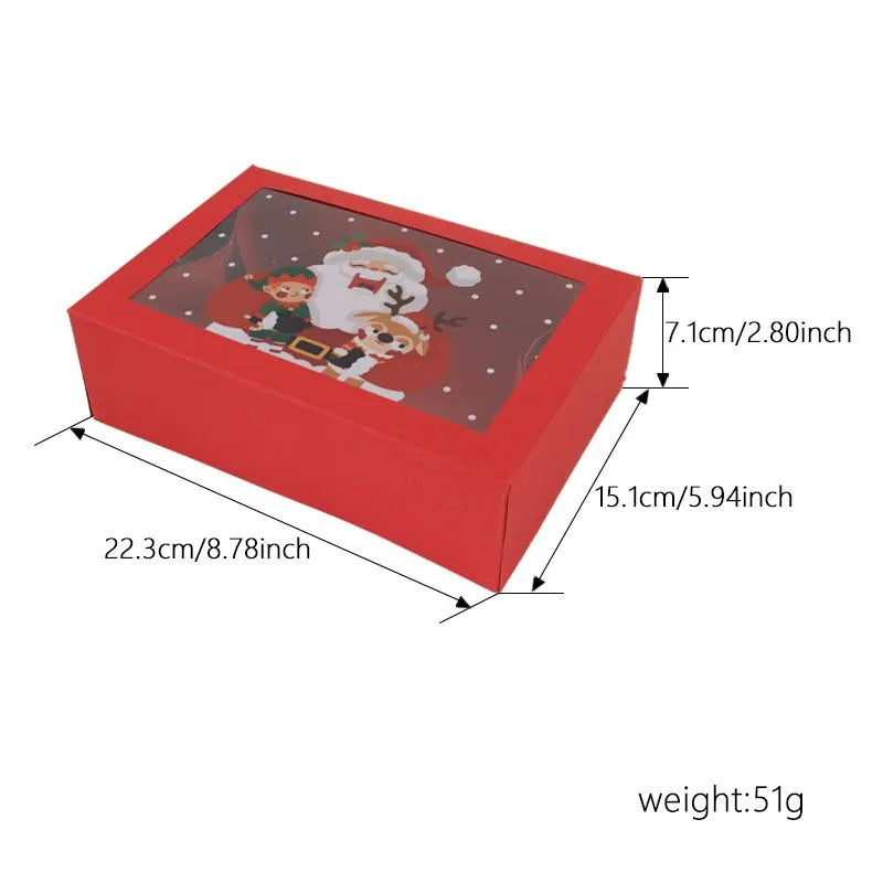 6PCS Treat boxes For Donuts Cupcake Candy Gift Giving Holiday Baking Box Christmas Paper Red cookie Boxes