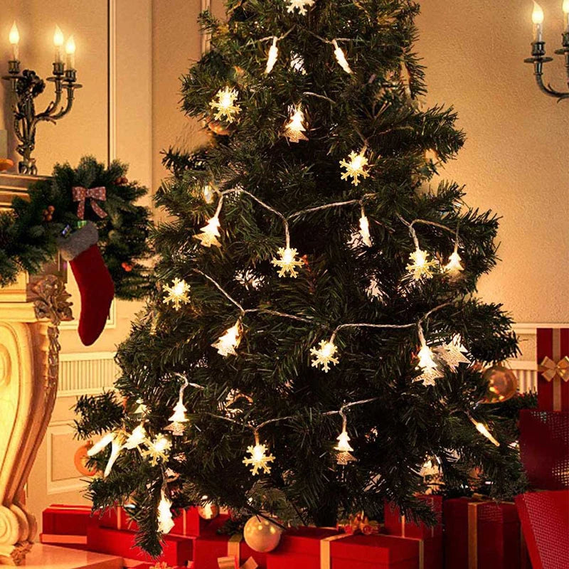 1.5/3/6M New Year LED Snowflake Lights String Christmas Tree Decoration Home Garland Festival Lights Lamp Xmas Party Supplies