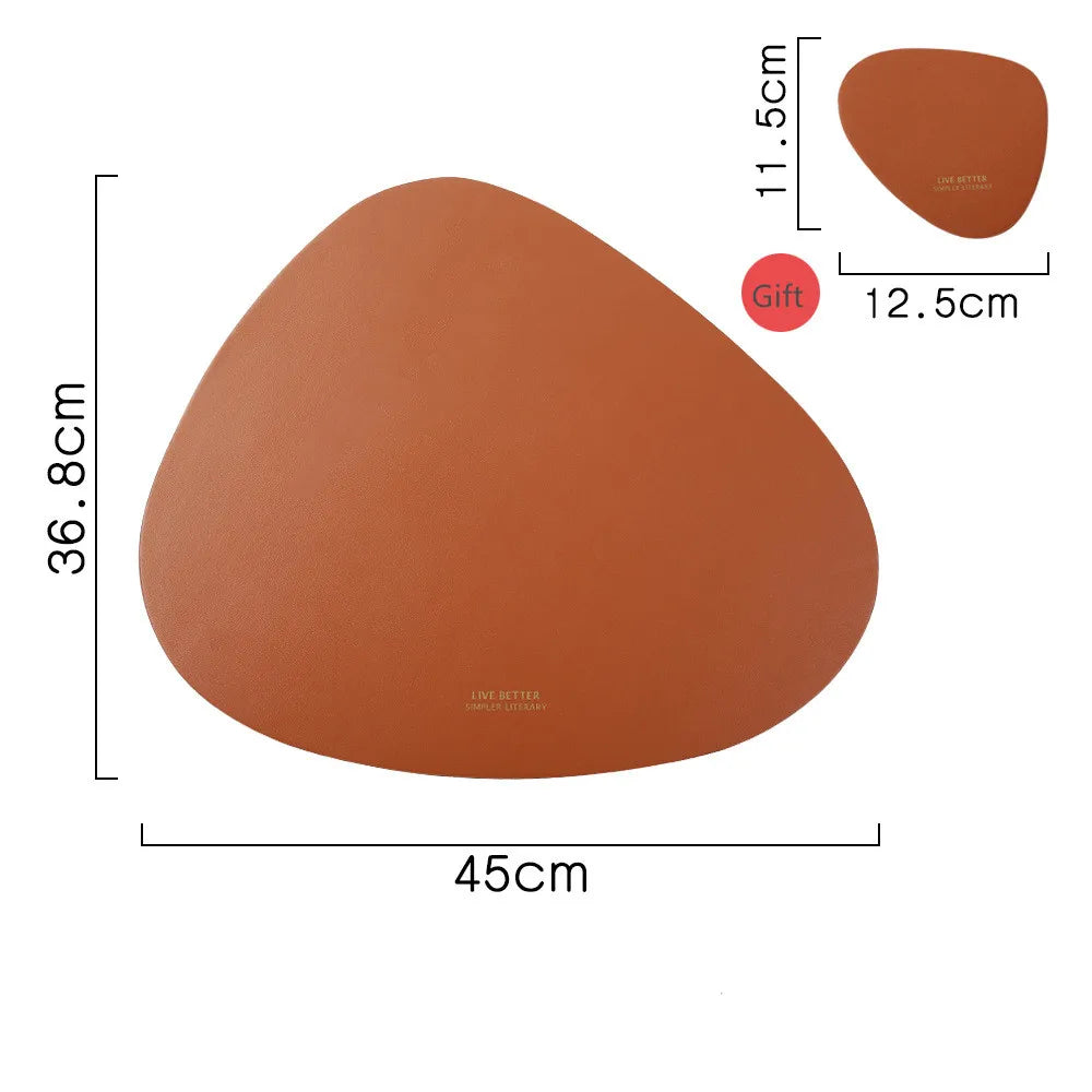 Tableware Pad Placemat Table Mat  PU Leather Heat Insulation Non-Slip Simple Placemats Disc Coaster Placemat for Dining Table