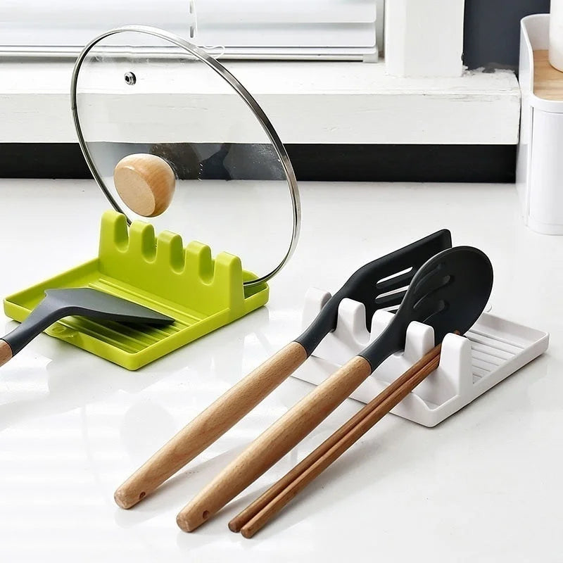 Kitchen Spoon Holders Fork Spatula Rack Shelf Organizer Plastic Chopsticks Holder Non-slip Spoons Pad