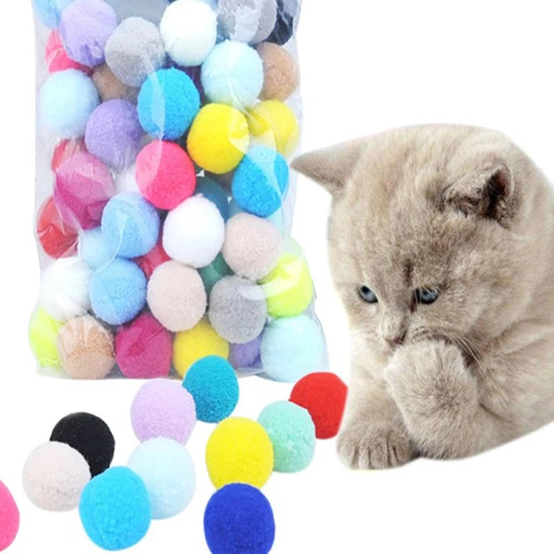 10/20/30Pcs Cat Toy Ball Fluffy Soft Pompom Ball Cats DIY Handmade Sewing Craft Kids Pet Toy Kitten Cat Accessories Mascotas
